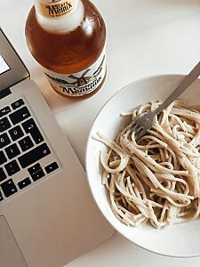 Pasta and laptop